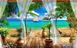 Tranh khu nghỉ dưỡng hiện đại