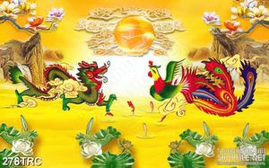Tranh psd rồng thiêng và phượng hoàng lửa