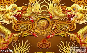 Tranh 3d song long quần hùng in gạch men
