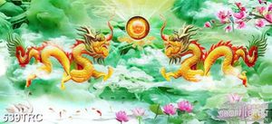 Tranh song long giao tranh in canvas