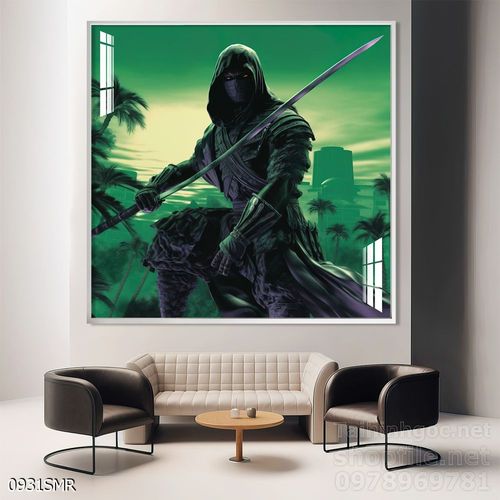 Mẫu tranh Samurai trang trí tường nhà