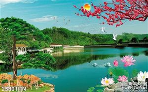 Tranh phong thủy mùa xuân in uv chất lượng