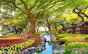 Tranh cánh đồng hoa tulip hà lan