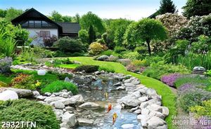 Tranh cảnh ngôi nhà trong vườn cây