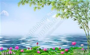 Tranh psd hồ sen