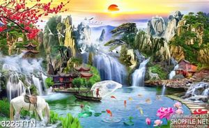 Tranh thác nước và cá koi