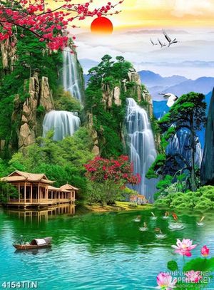 Tranh phong thủy thác nước nghệ thuật những dòng sông tĩnh lặng