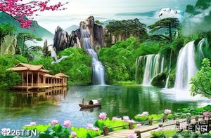 Tranh sơn thủy hữu tình nghệ thuật con sông được bao quanh núi