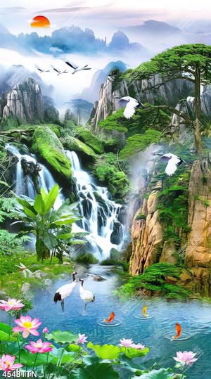 Tranh decor phong cảnh thác nước nghệ thuật