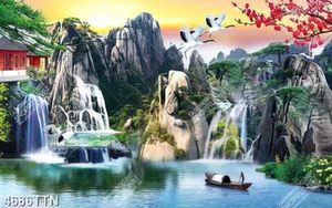 Tranh phong cảnh núi rừng hùng vĩ file PSD