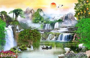 Tranh sơn dầu thác nước nghệ thuật file gốc