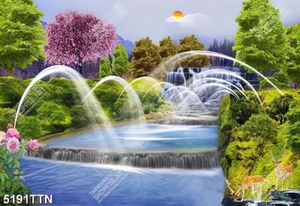 Tranh thiên nhiên thác nước nghệ thuật file PSD