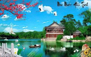 Tranh đính đá non nước hữu tình tuyệt đẹp