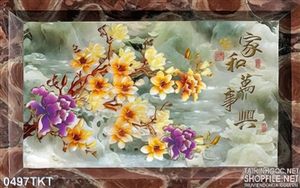 Tranh kim tiền cây hoa sứ