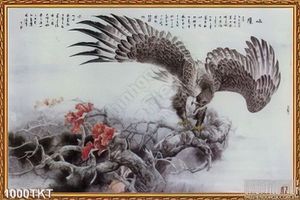 Tranh thư pháp đại bàng và mùa xuân