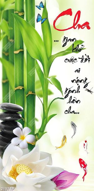 Tranh thư pháp psd câu ca dao về tình cha