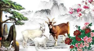 Tranh thư pháp in 3d những chú cừu trên ngọn núi