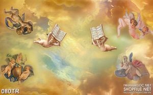 Tranh trần nhà 3d những thiên thần nhỏ