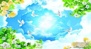 Tranh trần nghệ thuật đàn bồ câu bên ánh mặt trời