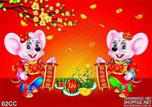Tranh vector con chuột chúc tết 2020