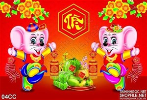 Tranh Canh tý đón xuân 2020 vector