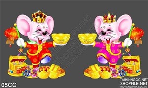 Tranh con chuột vector vui vẻ đón xuân Canh Tý 2020