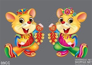Tranh con chuột vàng cung chúc tân xuân 2020