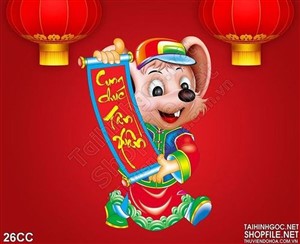 Vector con chuột đáng yêu Cung Chúc Tân Xuân