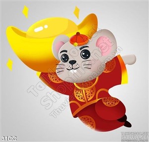 Vector chú chuột và cục vàng 9999 xuân 2020