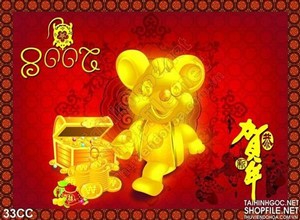 Vector Canh Tý vàng tấn tài tấn lộc