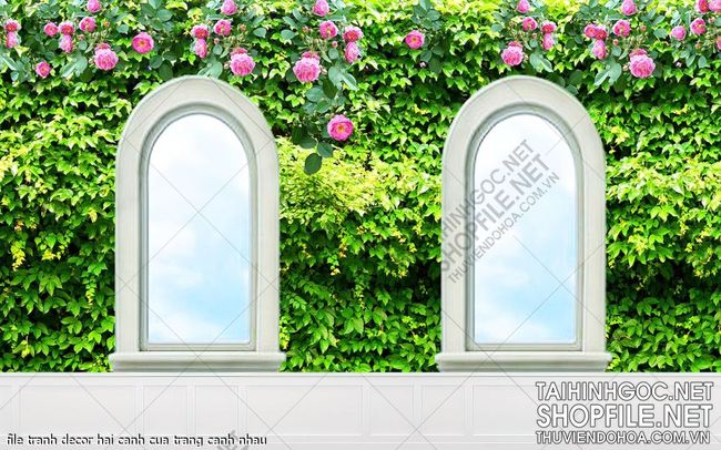 file tranh decor hai canh cua trang canh nhau