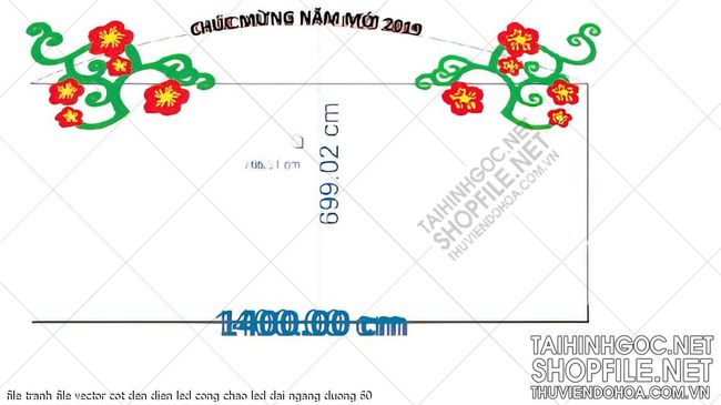 file tranh file vector cot den dien led cong chao led dai ngang duong 60