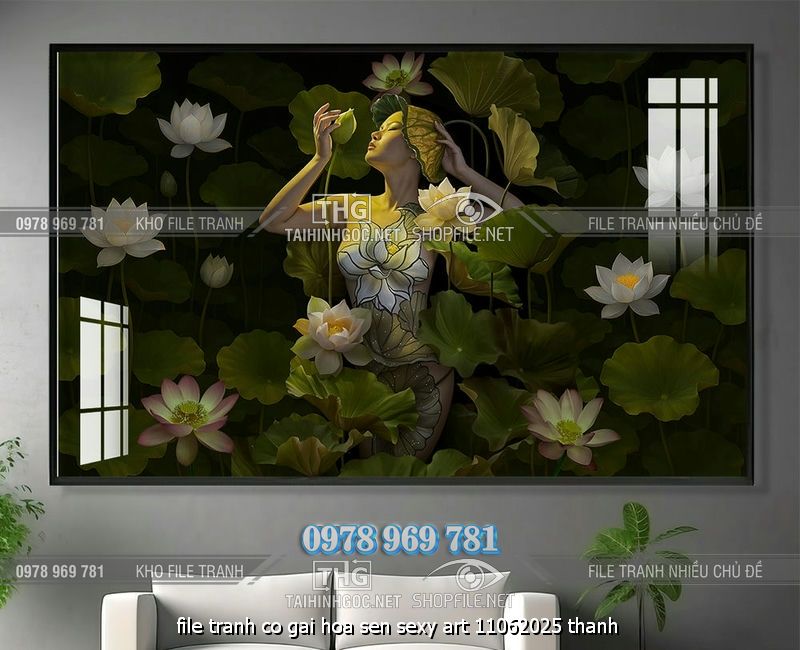 file tranh co gai hoa sen sexy art 11062025 thanh