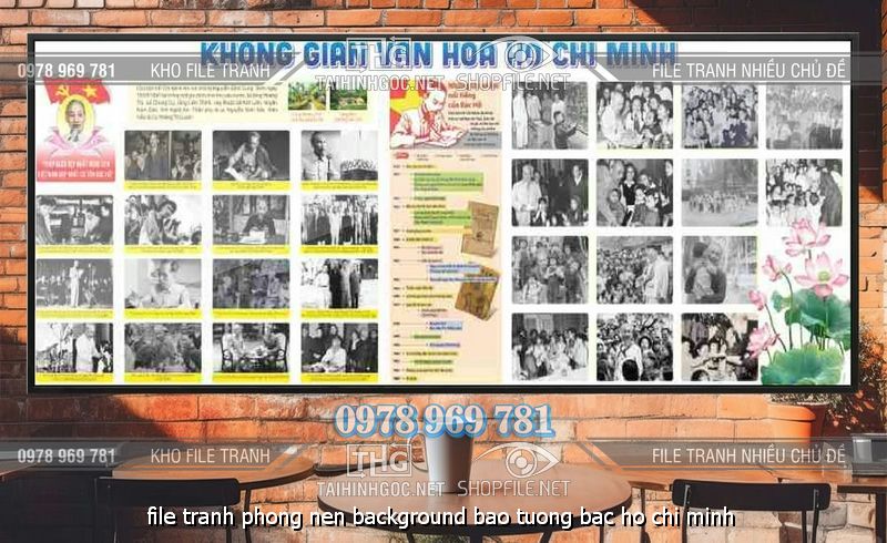 file tranh khong gian van hoa bac ho phong nen background bao tuong bac ho chi minh