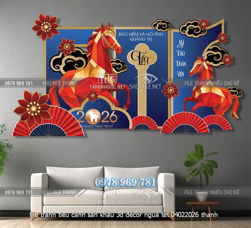 file tranh tieu canh san khau 3d decor ngua tet 04022026 thanh