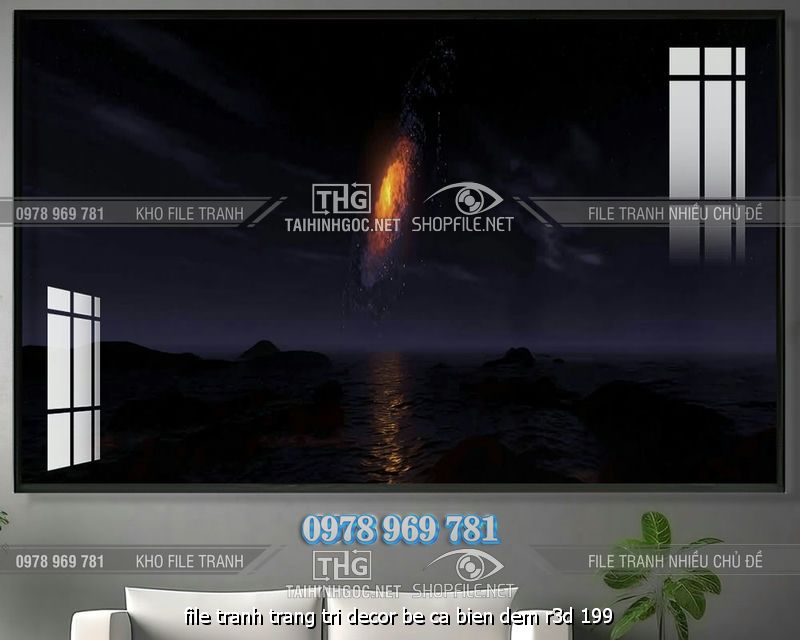 file tranh trang tri decor be ca bien dem r3d 199