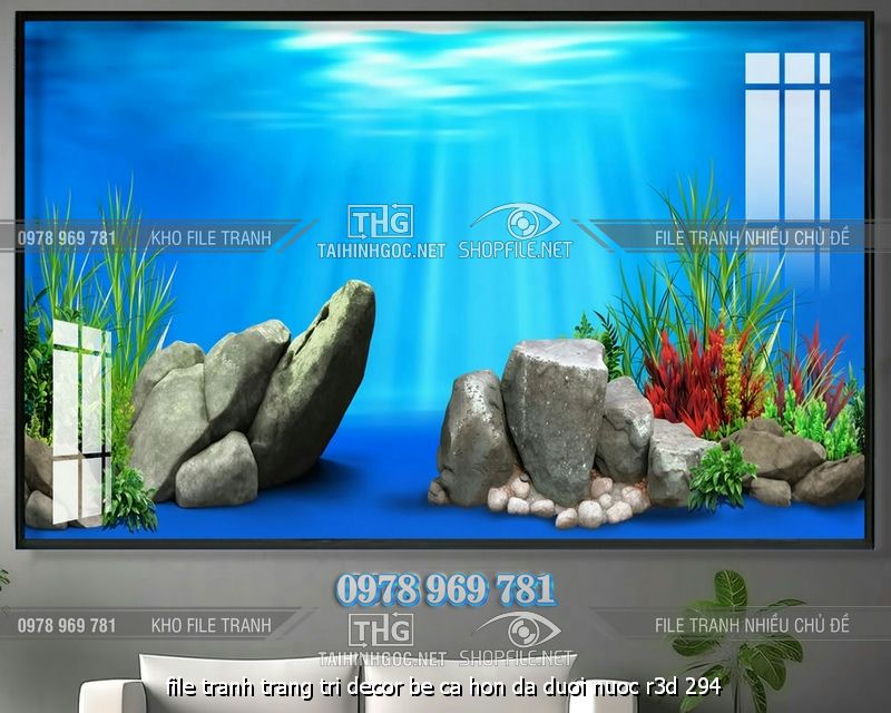 file tranh trang tri decor be ca hon da duoi nuoc r3d 294