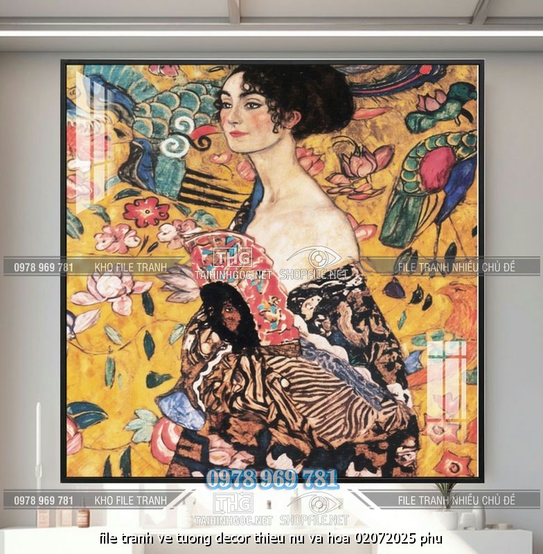 file tranh ve tuong decor thieu nu va hoa 02072025 phu