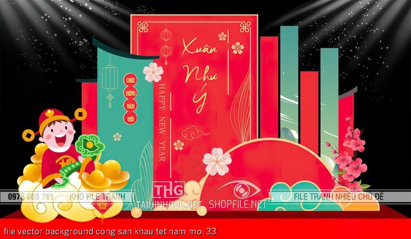 file vector background cong san khau tet nam moi 33