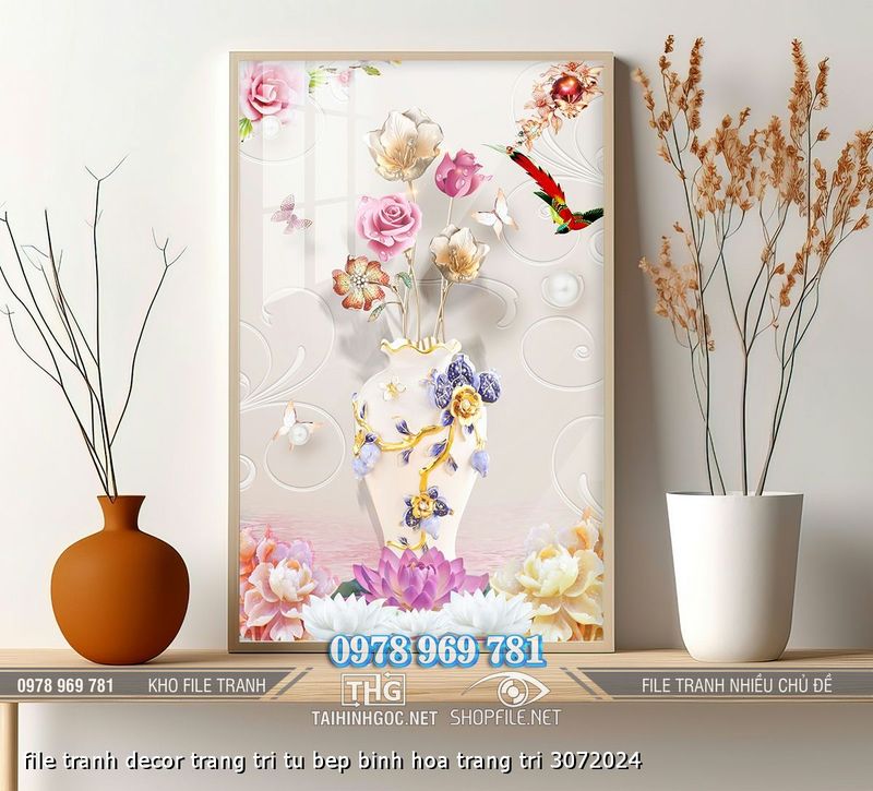 file tranh decor trang tri tu bep binh hoa trang tri 3072024