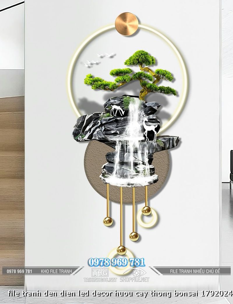 file tranh den dien led decor huou cay thong bonsai 1792024 dat