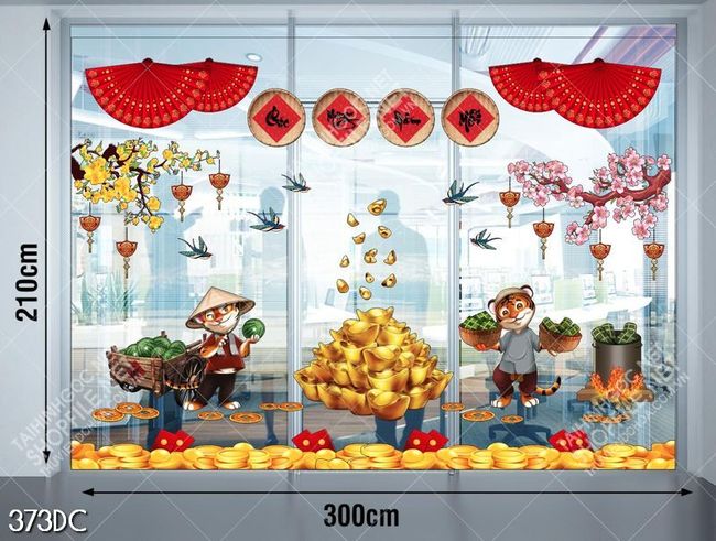Tranh file vector cdr cặp hổ và núi vàng cho năm mới phát tài