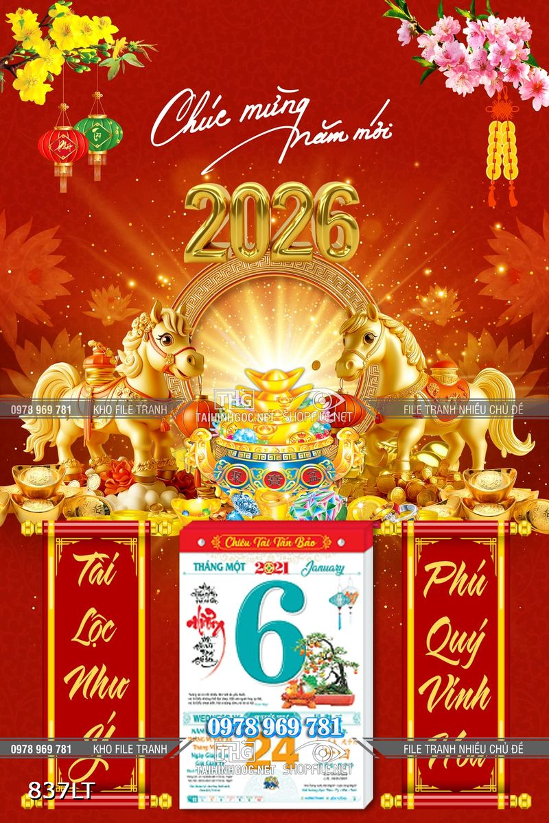 File tranh lịch chúc mừng năm mới 2026