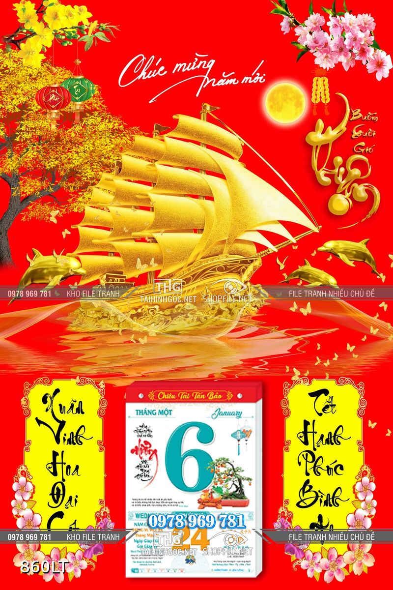 File Psd lịch tết thuận buồm xuôi gió