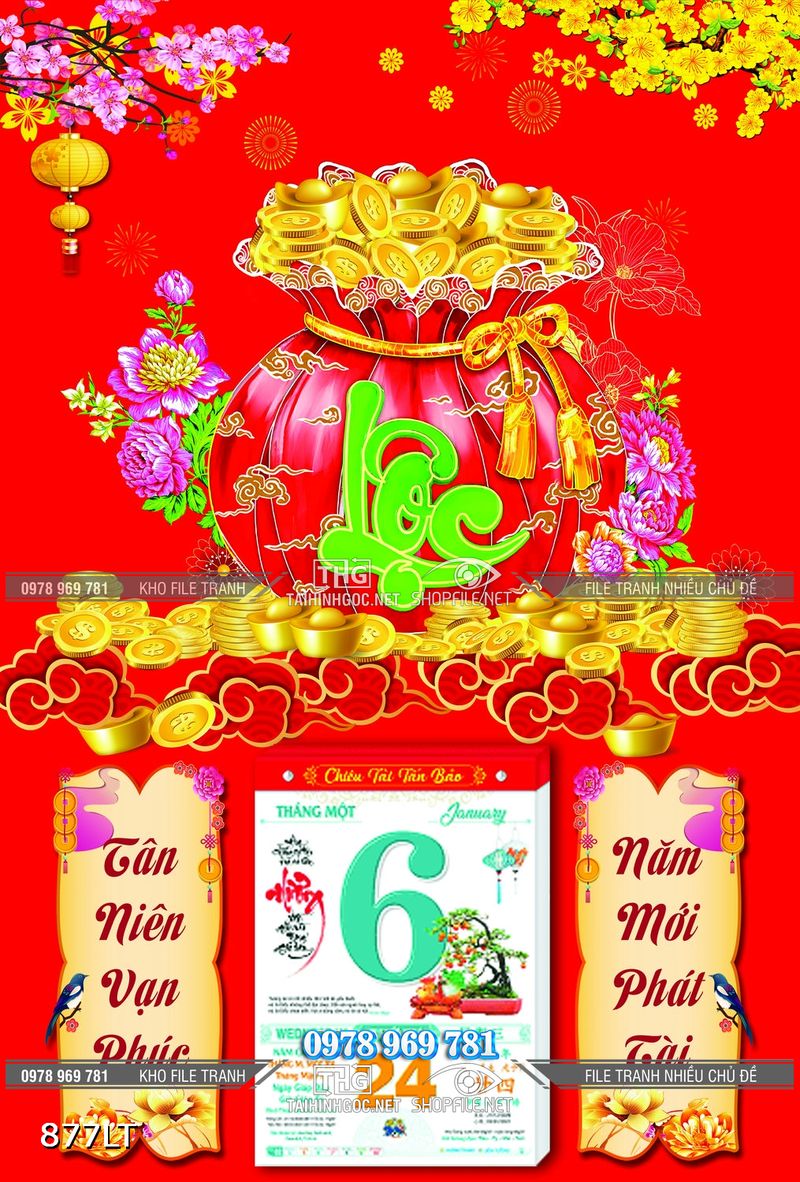 File lịch Psd túi tiền Tài Lộc