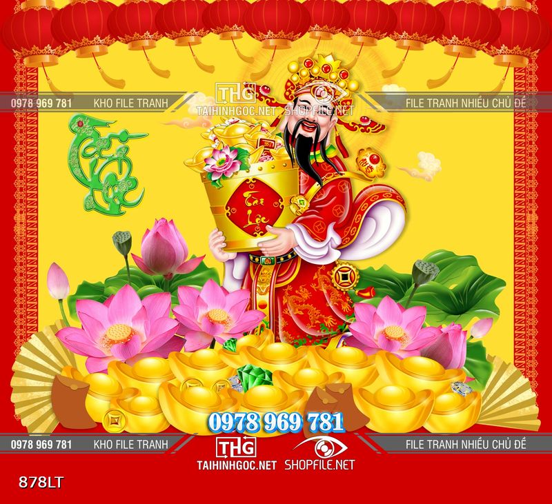 File tranh thần tài in lịch Tết