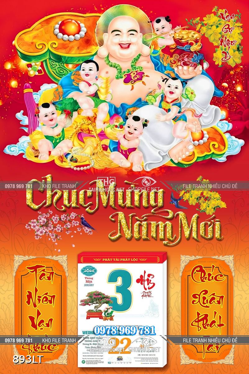 File lịch Psd phật Di Lặc và sáu em bé