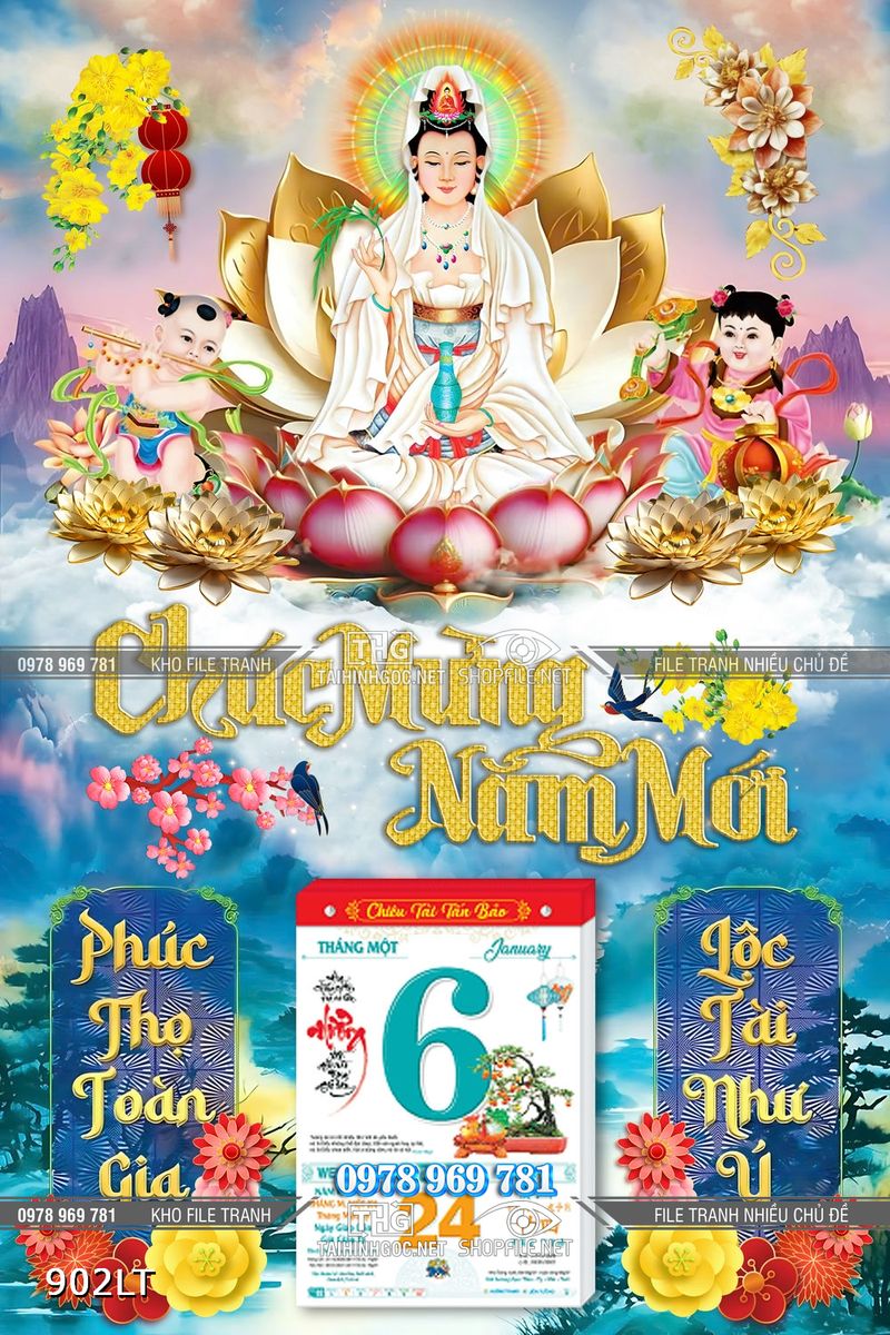 File Psd lịch phật bà Quan Âm