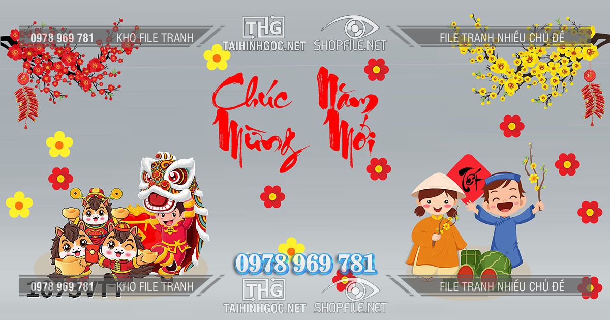 File vector decal dán kính tết dán tường mai đào 1073VTT