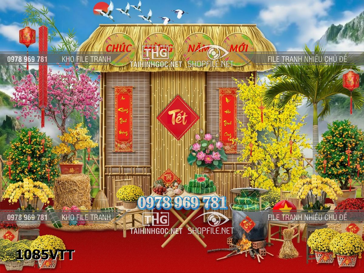 File tranh tết background tết cổ truyền việt nam 1085VTT